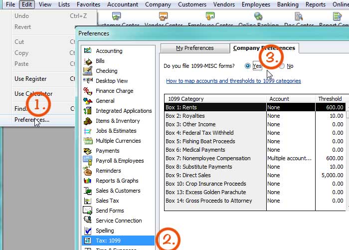 How to prepare 1099s in QuickBooks, Step 1.