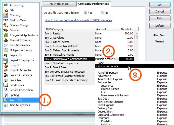 How to prepare 1099s in QuickBooks, Step 5.