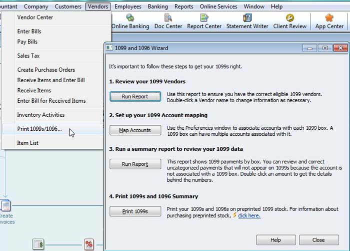 How to prepare 1099s in QuickBooks, Step 3.