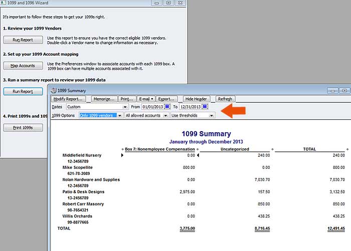 How to prepare 1099s in QuickBooks, Step 6.