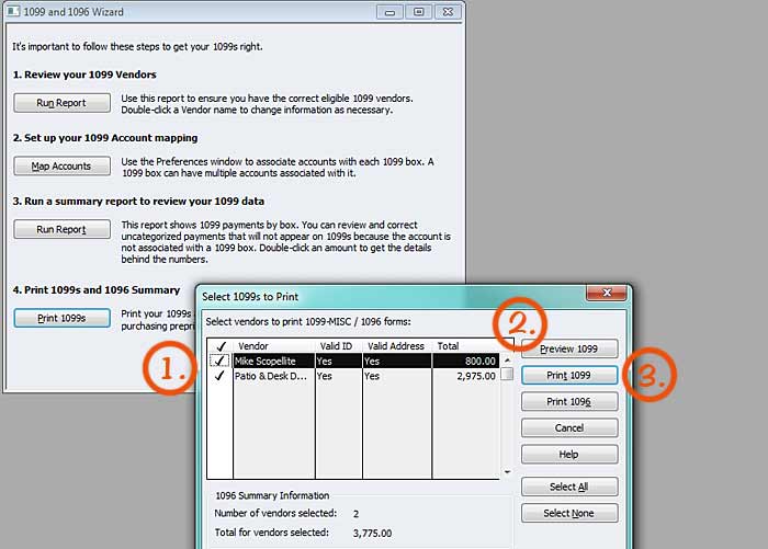 How to prepare 1099s in QuickBooks, Step 7.