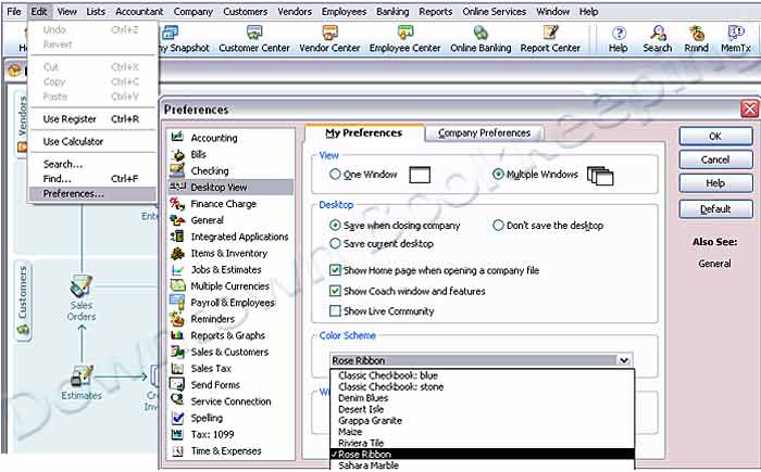 Customize the look of your QuickBooks window